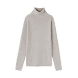 婦人　洗えるウールハイゲージリブタートルネックセーター