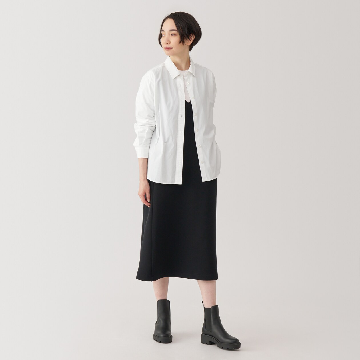 婦人　洗いざらし　ブロードレギュラーカラー長袖シャツ