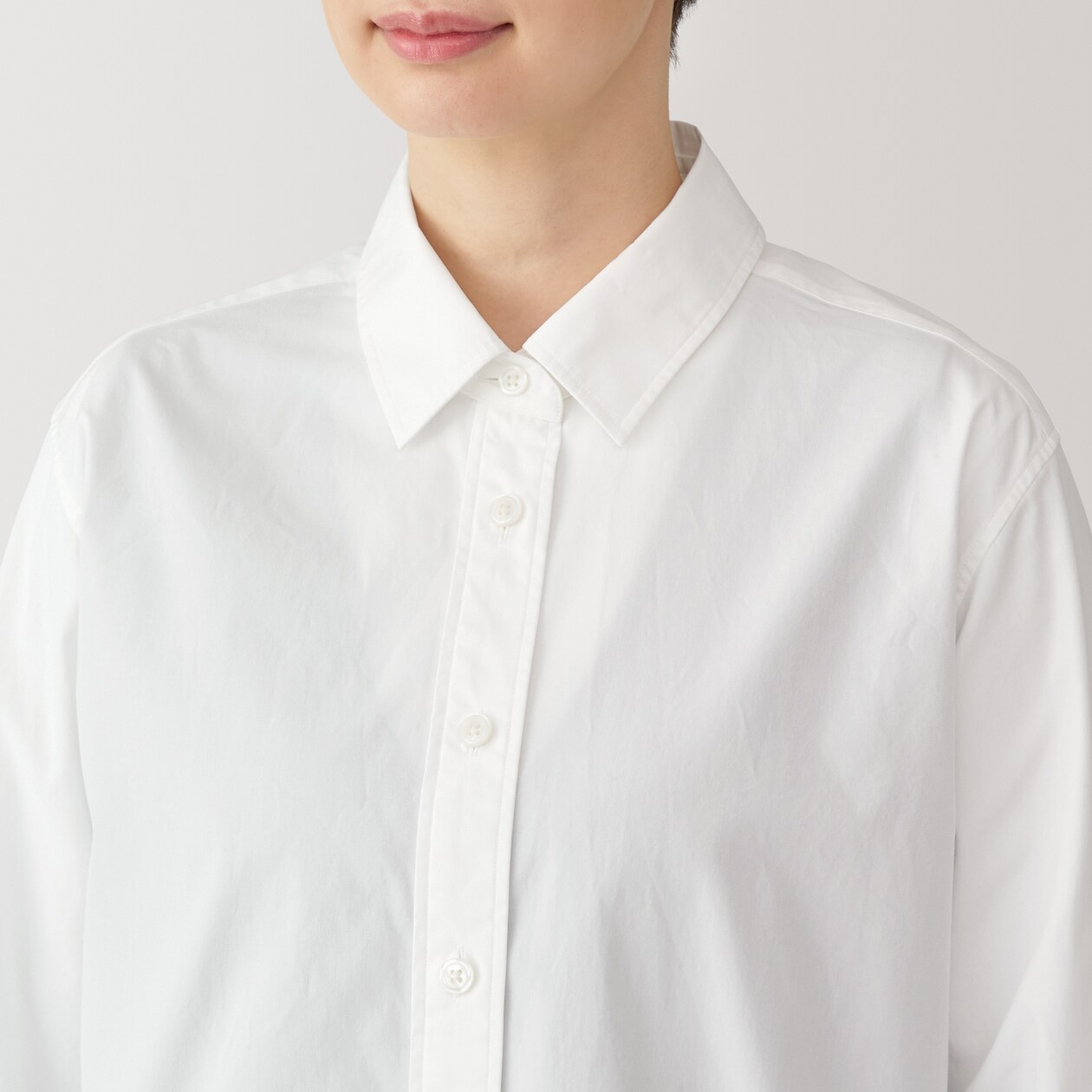 婦人　洗いざらし　ブロードレギュラーカラー長袖シャツ
