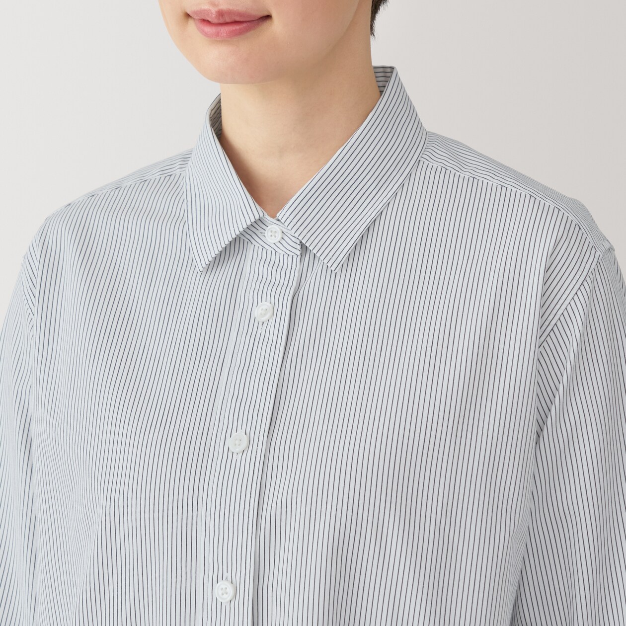 婦人　洗いざらし　ブロードレギュラーカラー長袖シャツ