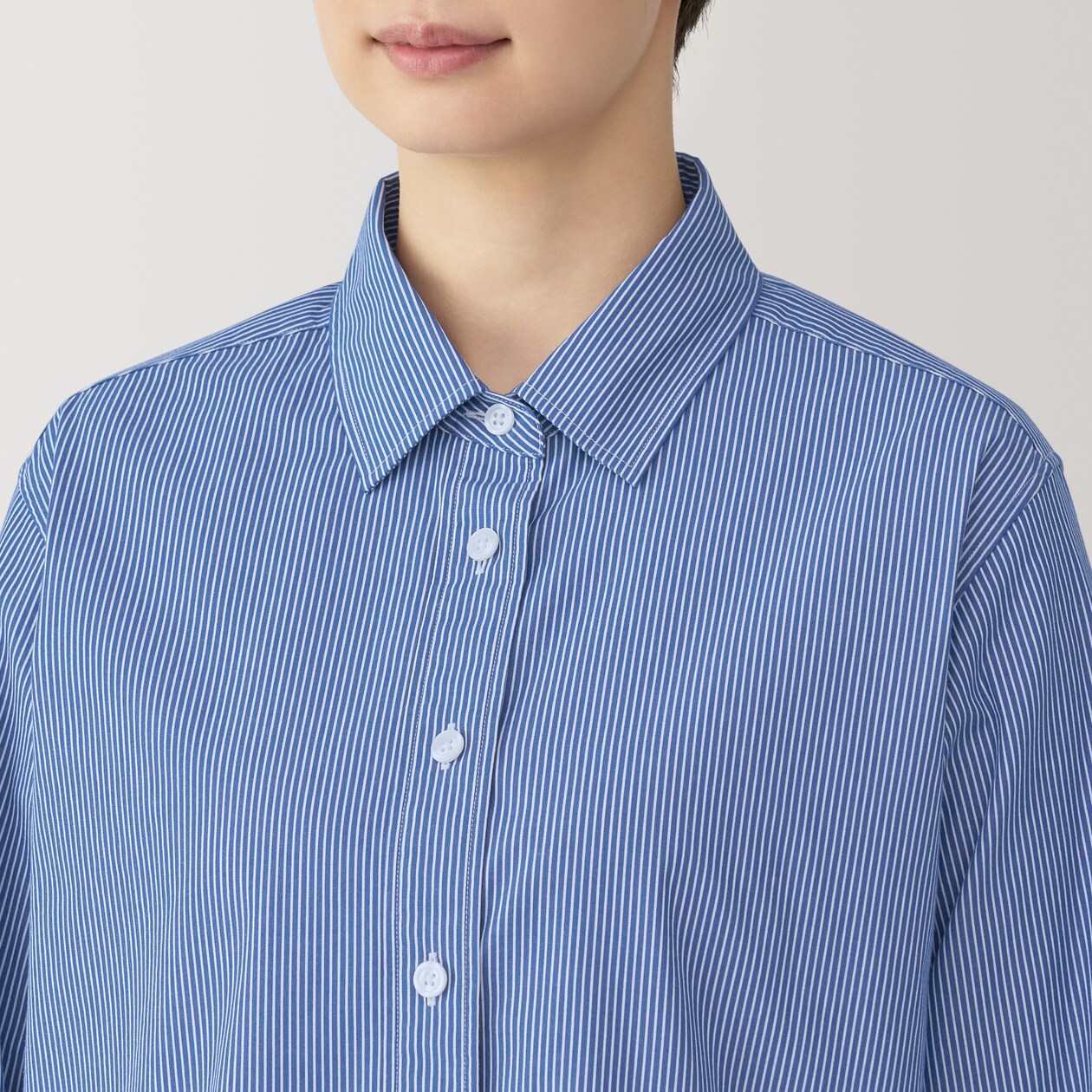 婦人　洗いざらし　ブロードレギュラーカラー長袖シャツ