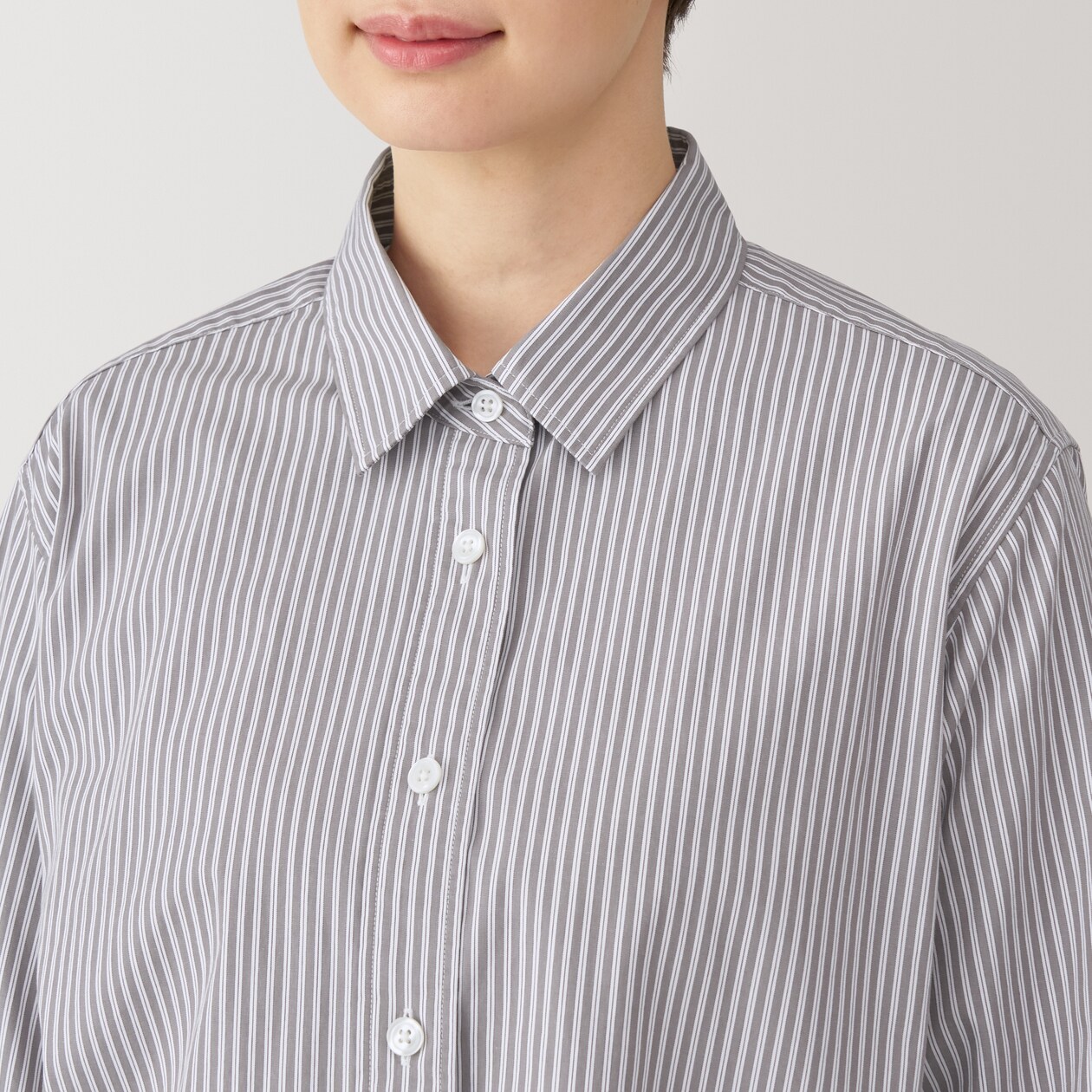婦人　洗いざらし　ブロードレギュラーカラー長袖シャツ