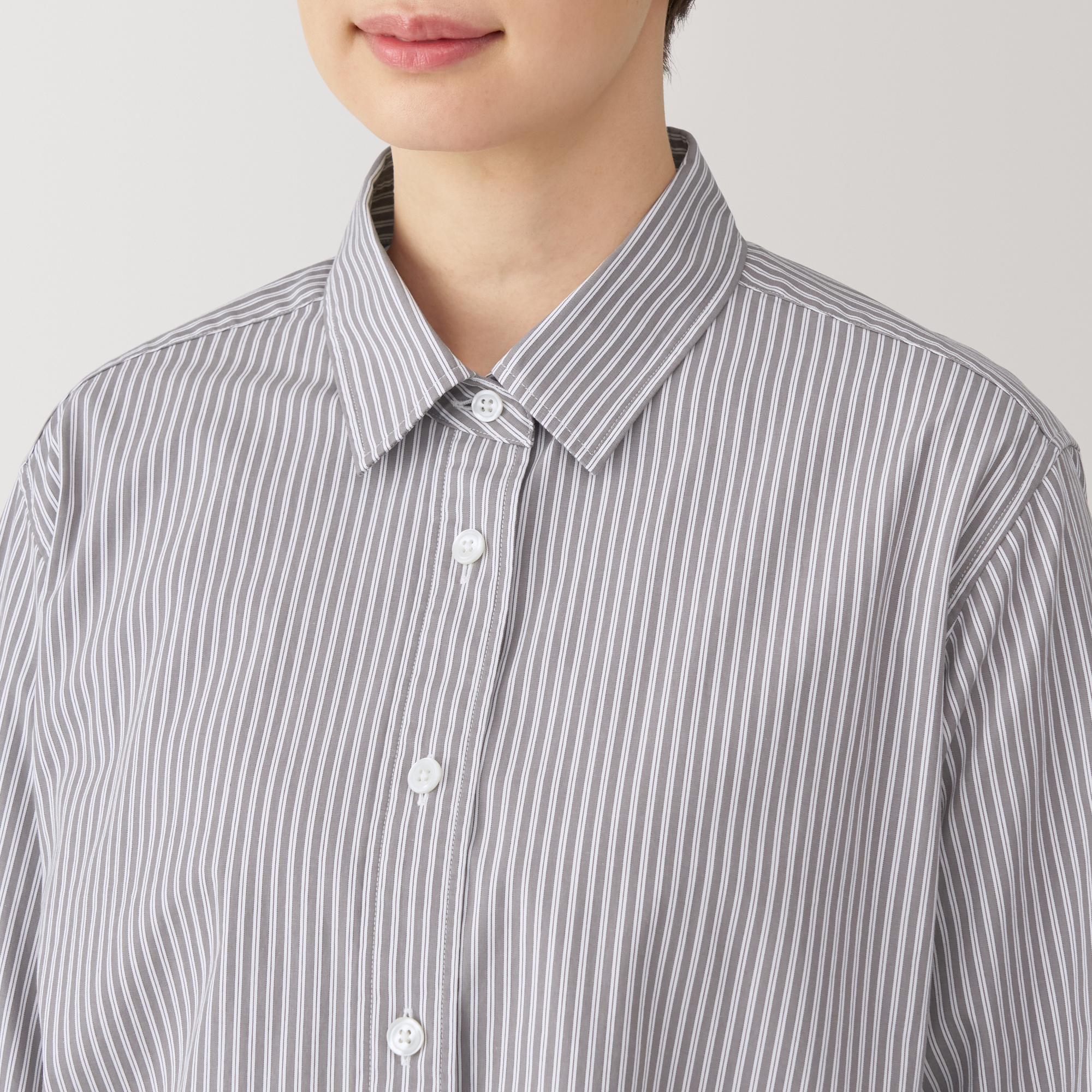 婦人　洗いざらし　ブロードレギュラーカラー長袖シャツ