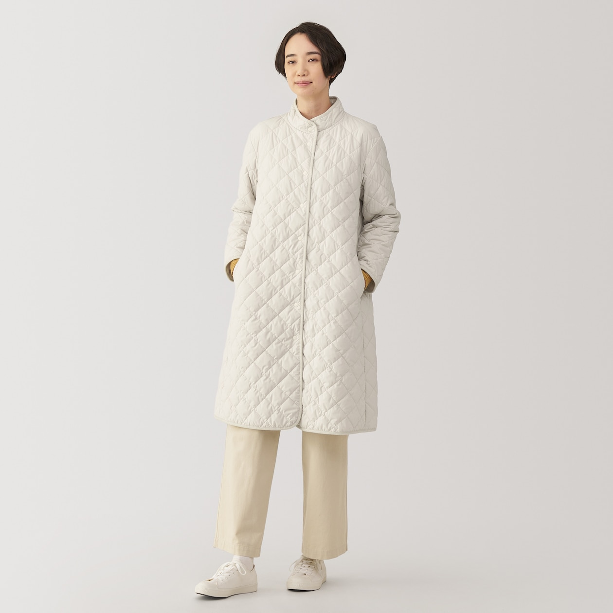 婦人　洗える中わたキルティングコート