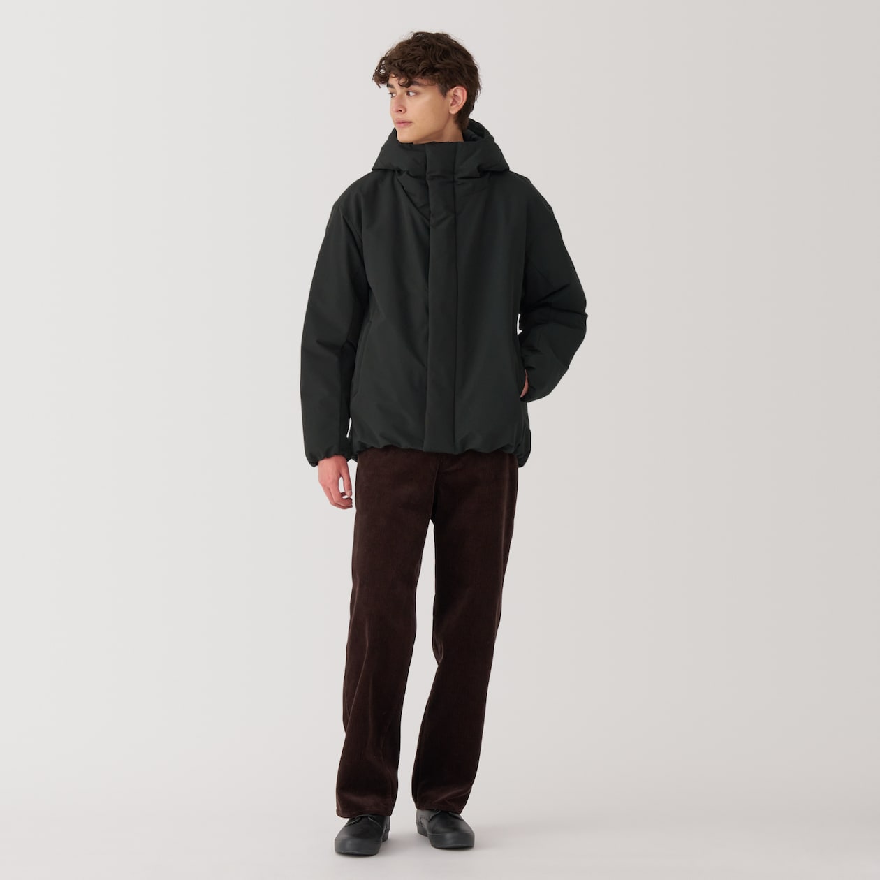 紳士　洗える中わた　フードジャケット