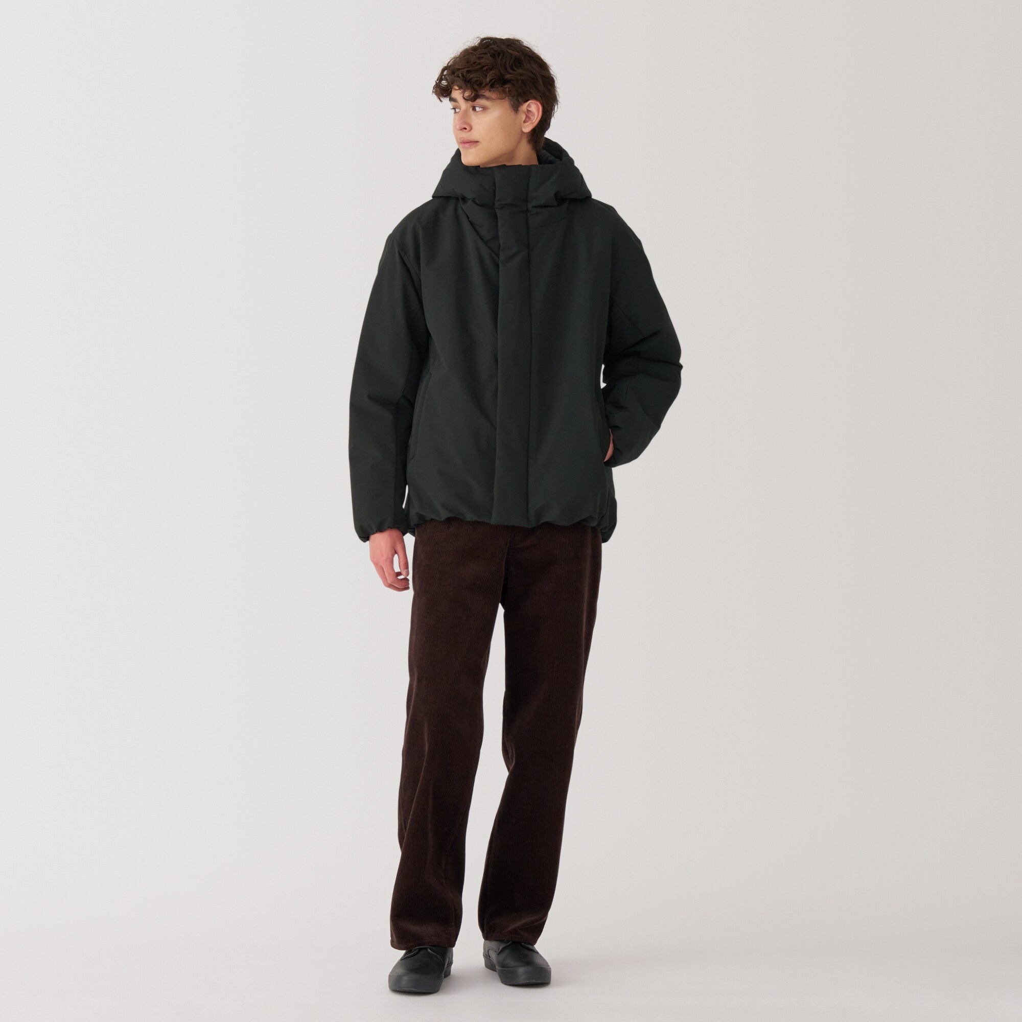 紳士　洗える中わた　フードジャケット