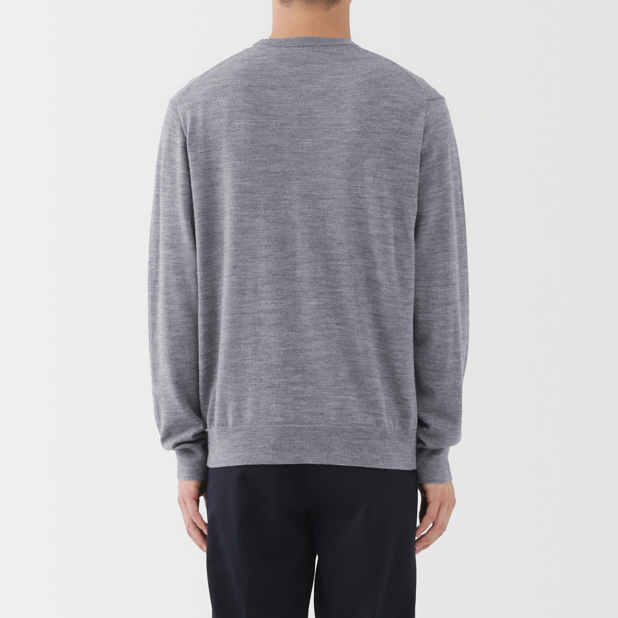 紳士　洗えるウールハイゲージクルーネックセーター