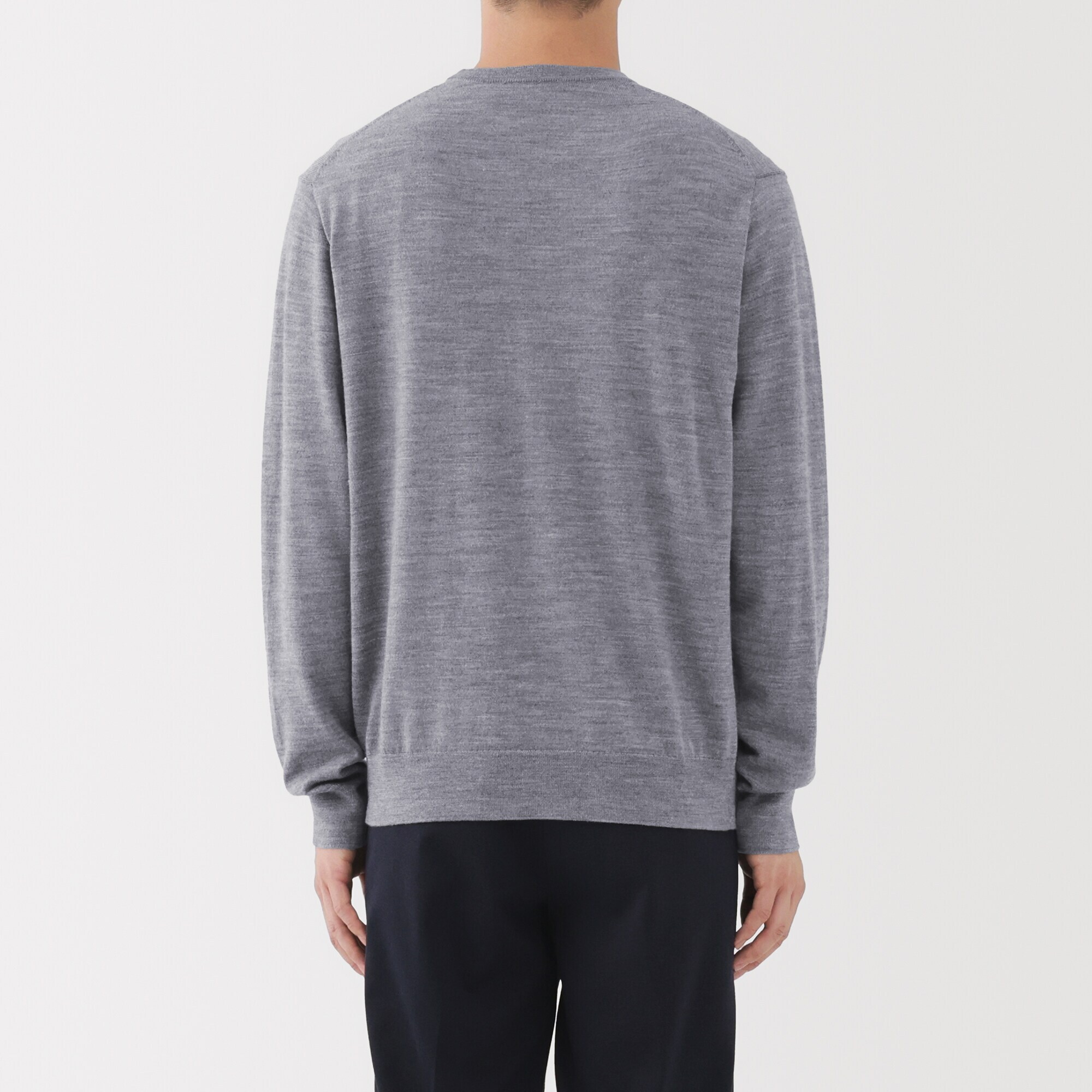 紳士　洗えるウールハイゲージクルーネックセーター