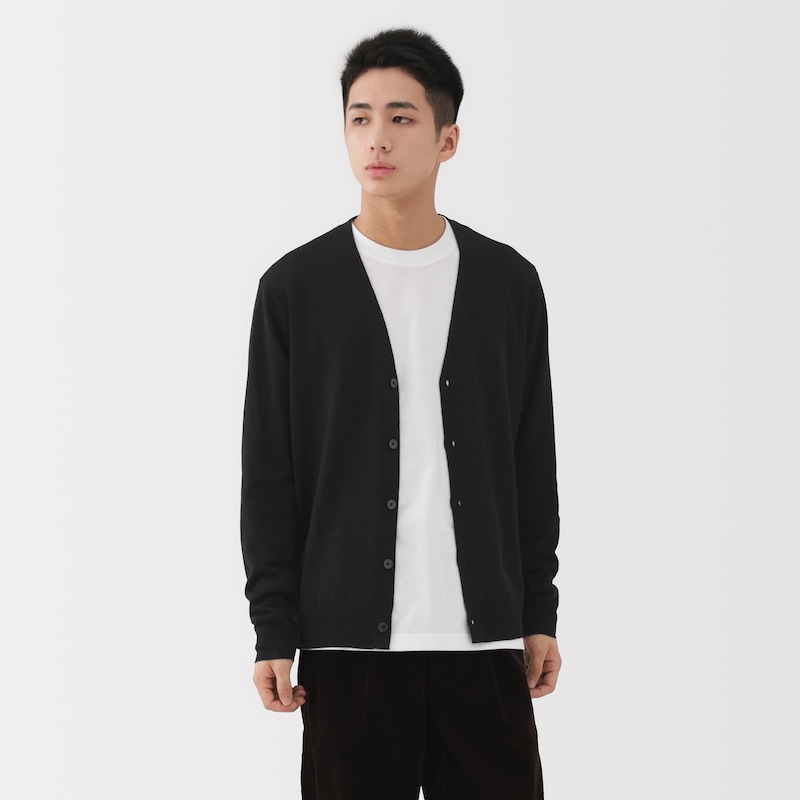 紳士 洗えるウールハイゲージVネックカーディガン | 無印良品 