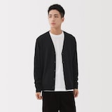 紳士　洗えるウールハイゲージＶネックカーディガン