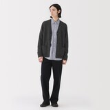 紳士　洗えるウールミドルゲージＶネックカーディガン