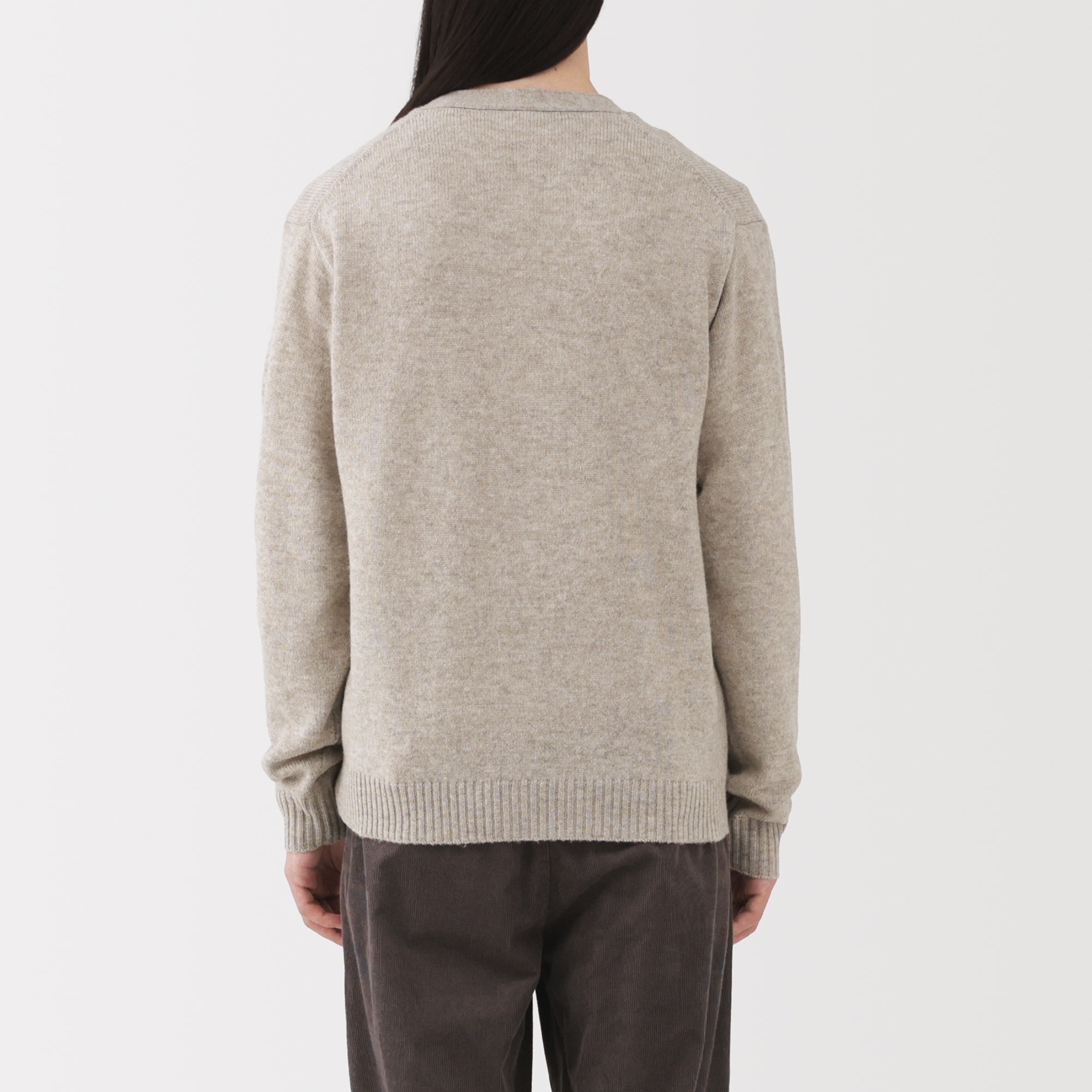 紳士　洗えるウールミドルゲージＶネックカーディガン