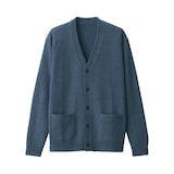 紳士　洗えるウールミドルゲージＶネックカーディガン