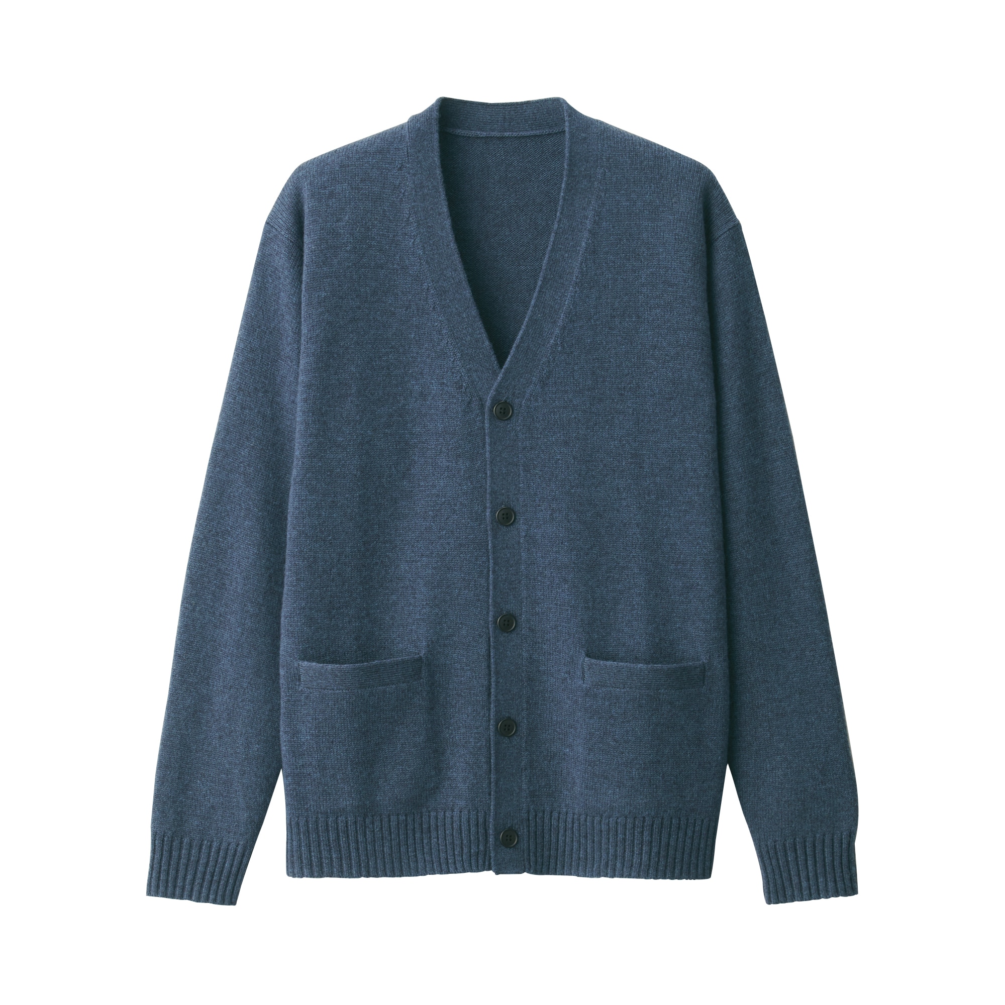 紳士　洗えるウールミドルゲージＶネックカーディガン