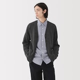 紳士　洗えるウールミドルゲージＶネックカーディガン