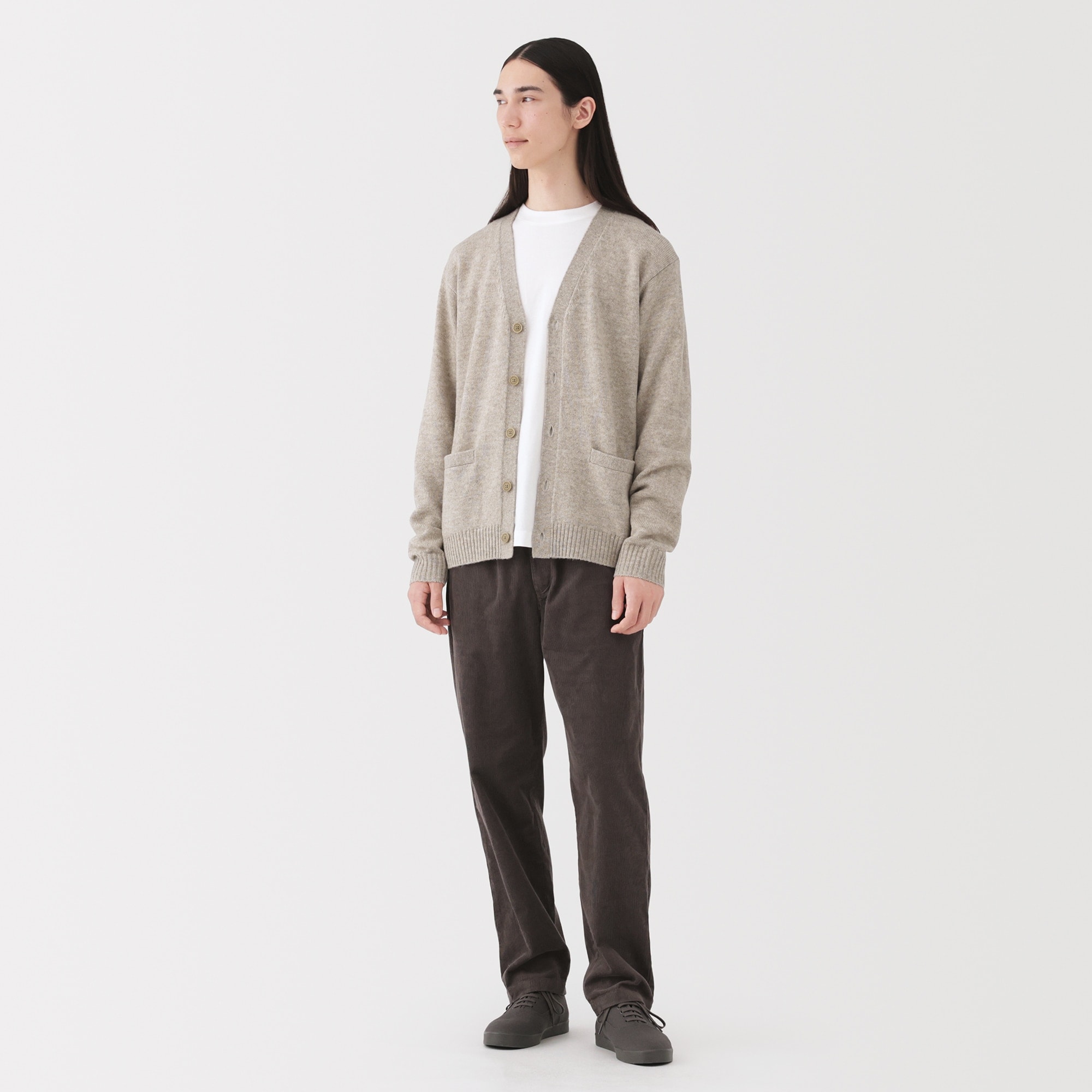 MUJI Labo ウールミドルゲージVネックカーディガン 洗えるウール 