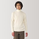 紳士　洗えるウールリブタートルネックセーター