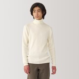 紳士　洗えるウールリブタートルネックセーター
