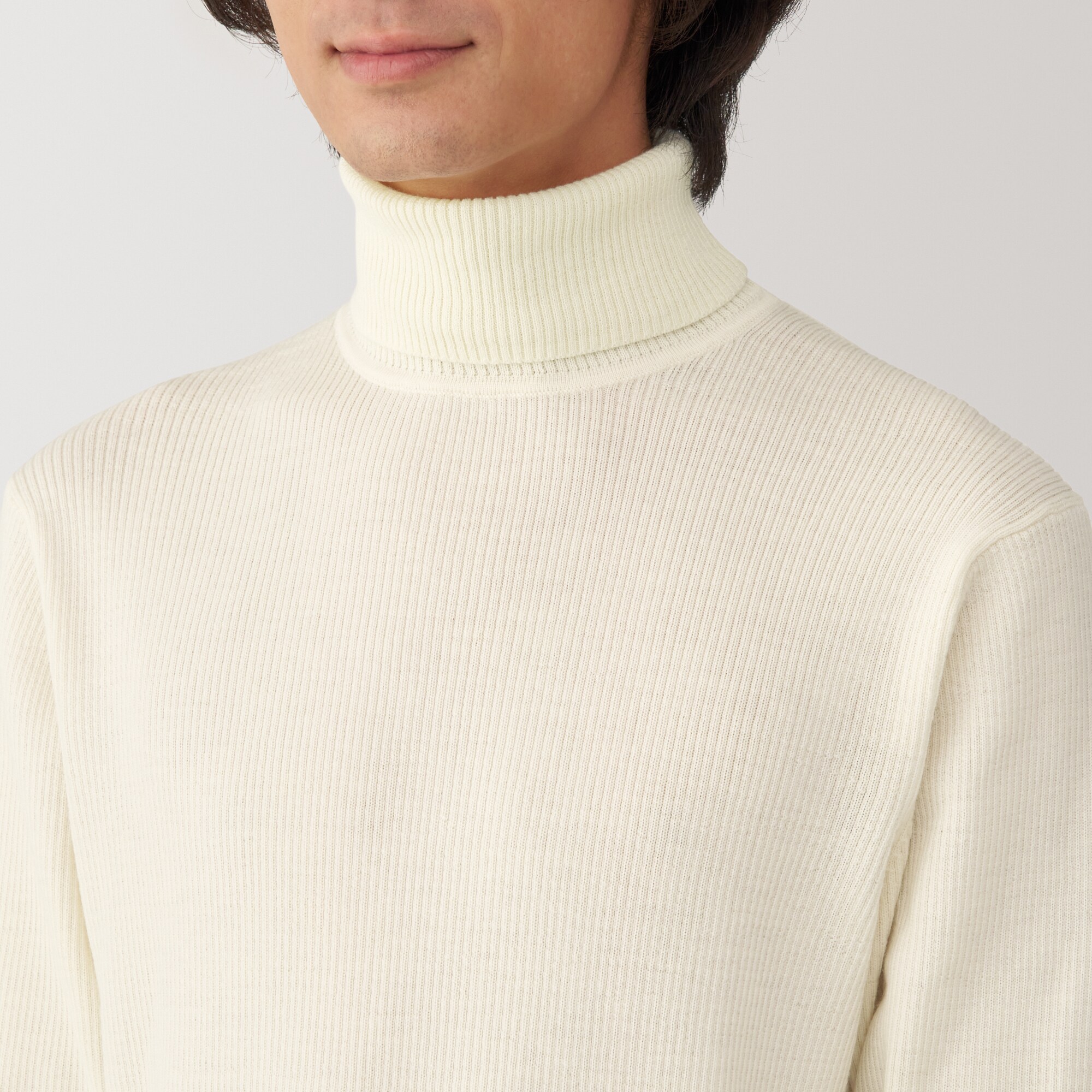 紳士　洗えるウールリブタートルネックセーター