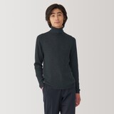 紳士　洗えるウールリブタートルネックセーター