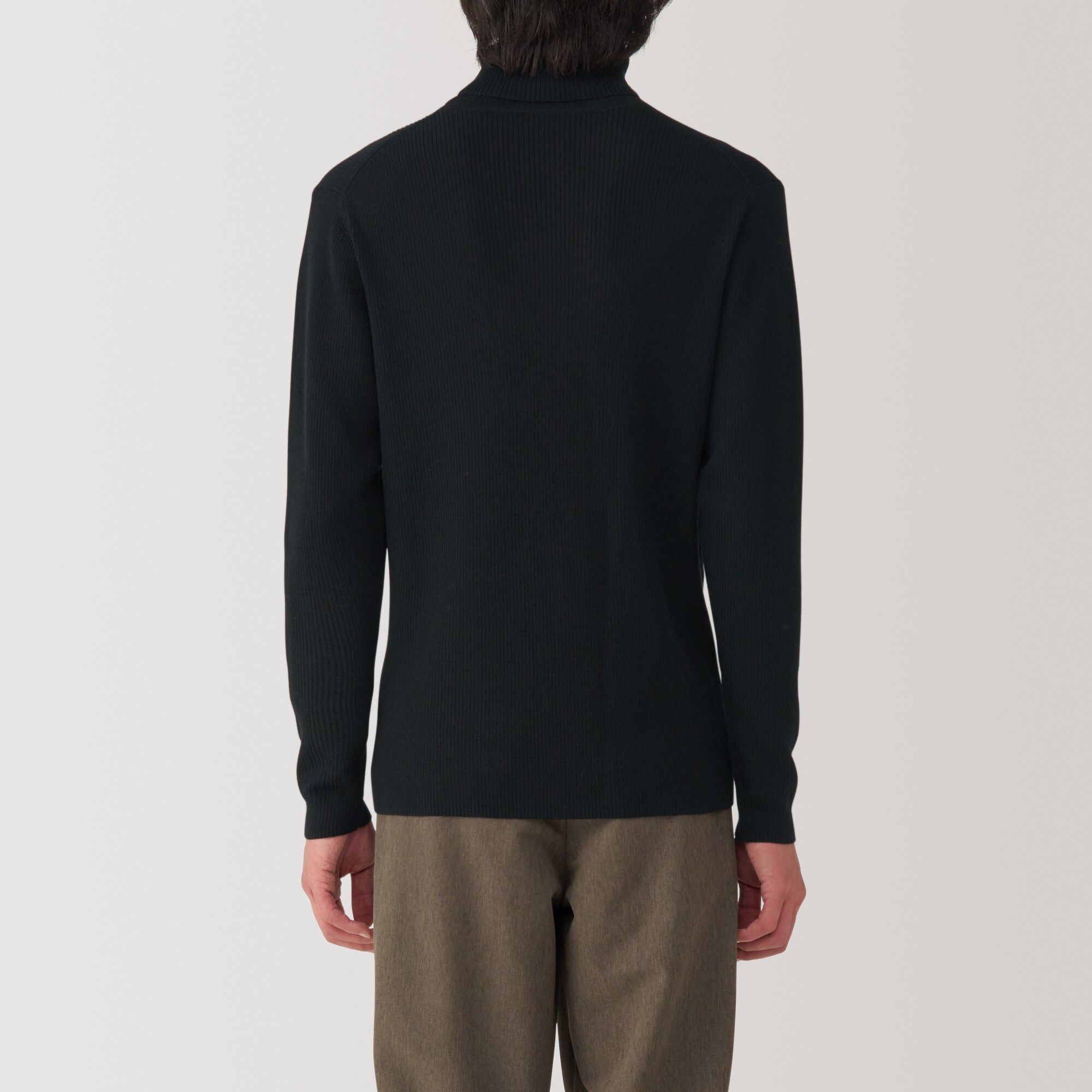 紳士　洗えるウールリブタートルネックセーター