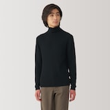 紳士　洗えるウールリブタートルネックセーター