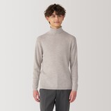 紳士　洗えるウールリブタートルネックセーター