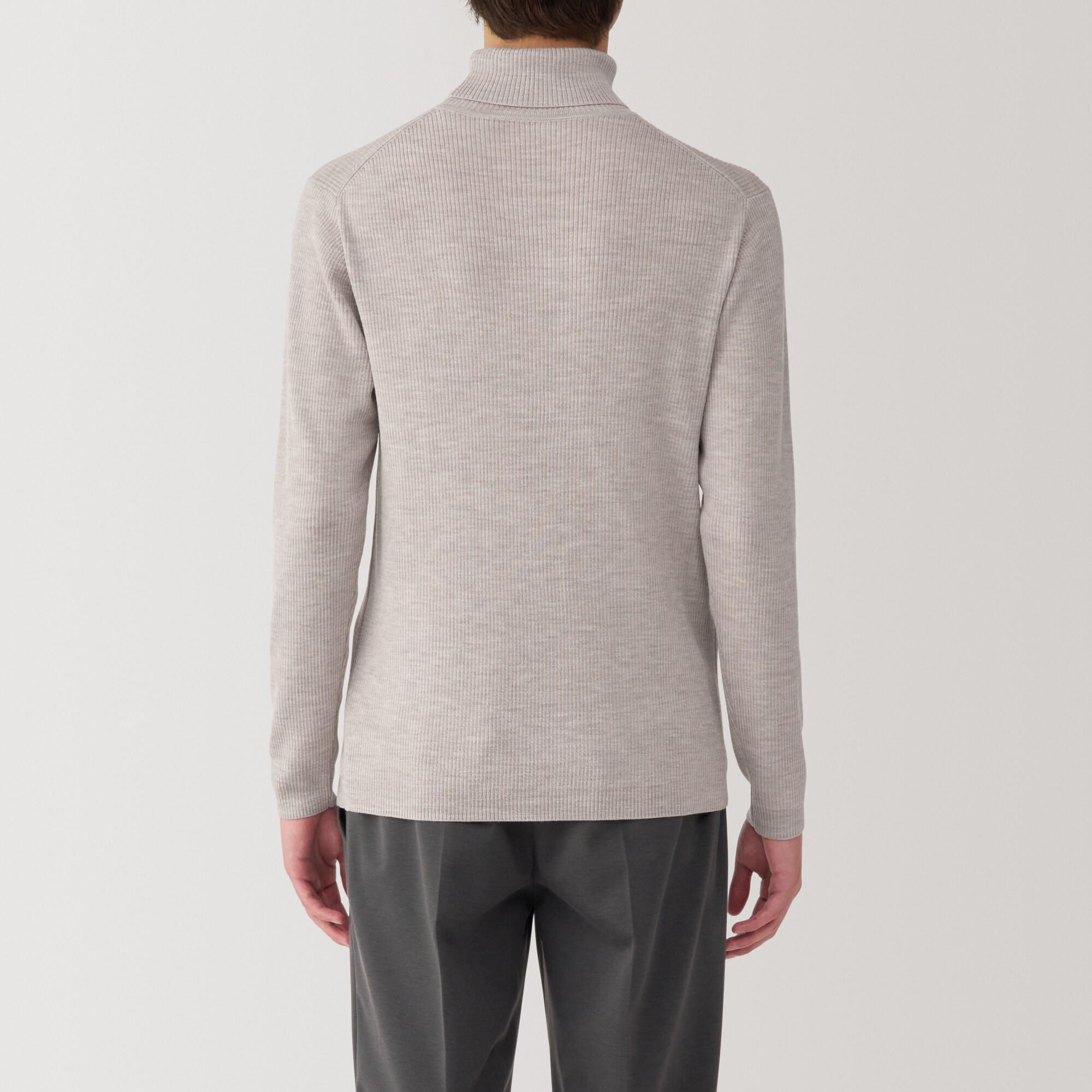 紳士　洗えるウールリブタートルネックセーター