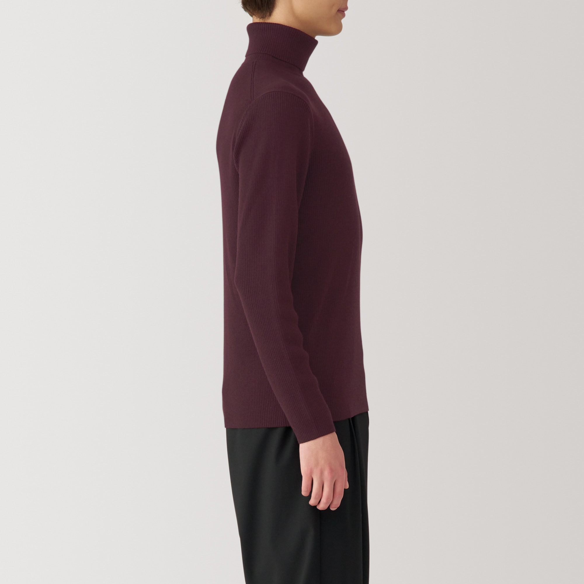 紳士　洗えるウールリブタートルネックセーター