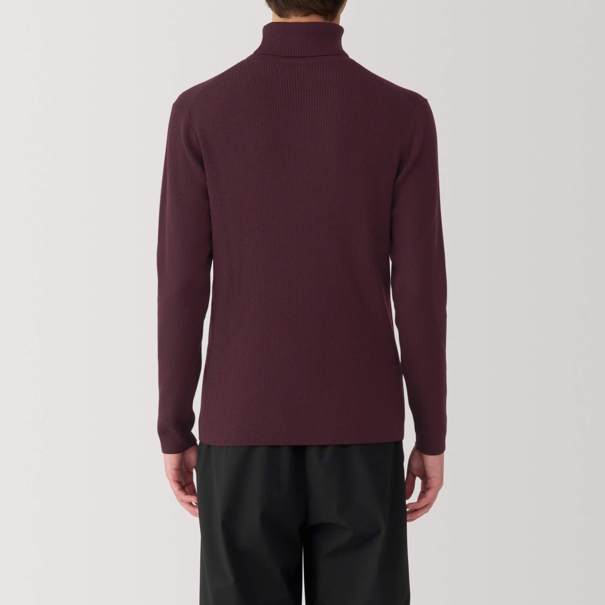 紳士　洗えるウールリブタートルネックセーター