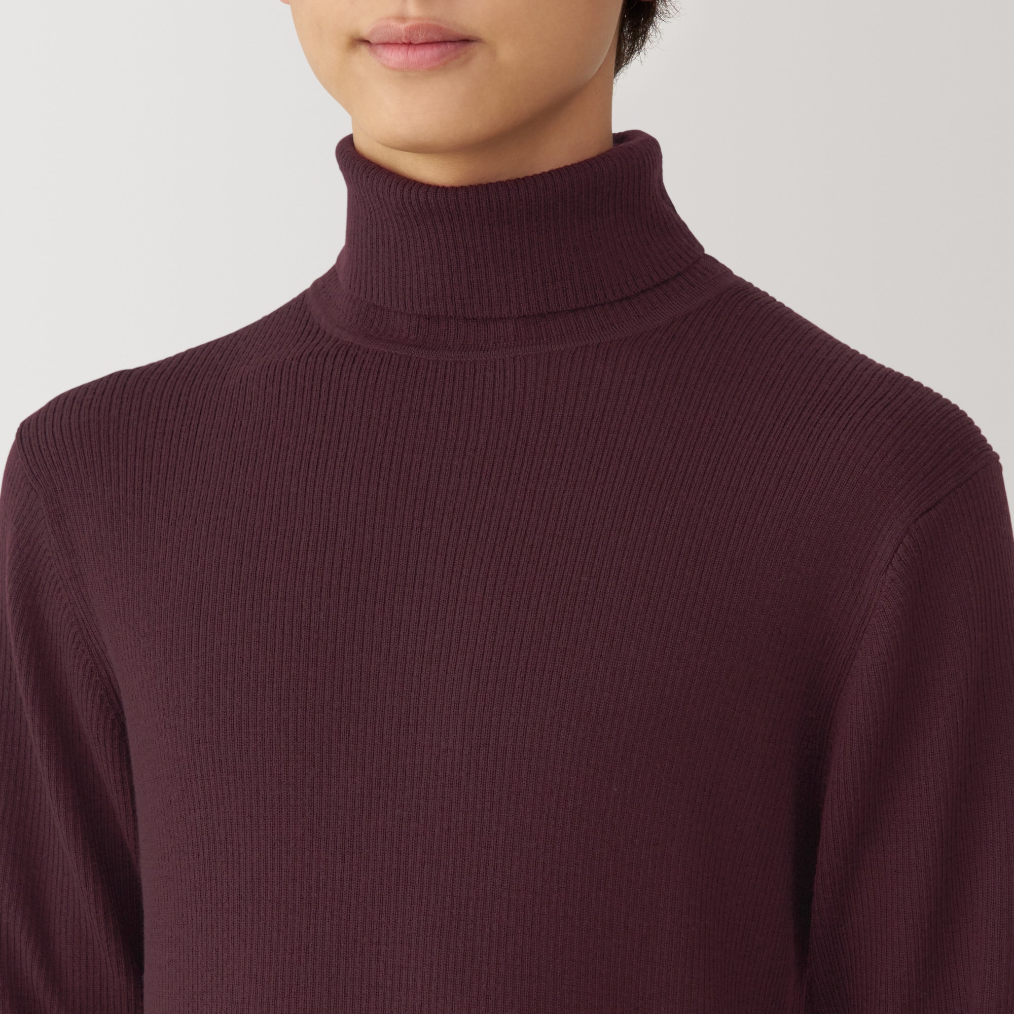 紳士　洗えるウールリブタートルネックセーター