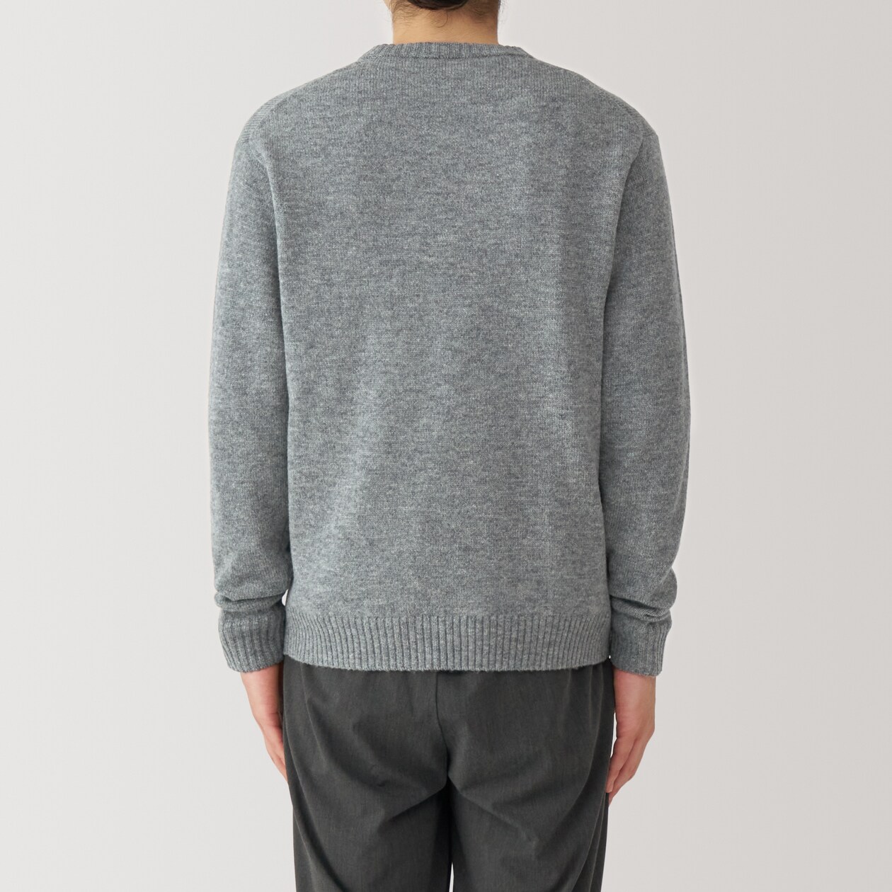 紳士　洗えるウールミドルゲージクルーネックセーター