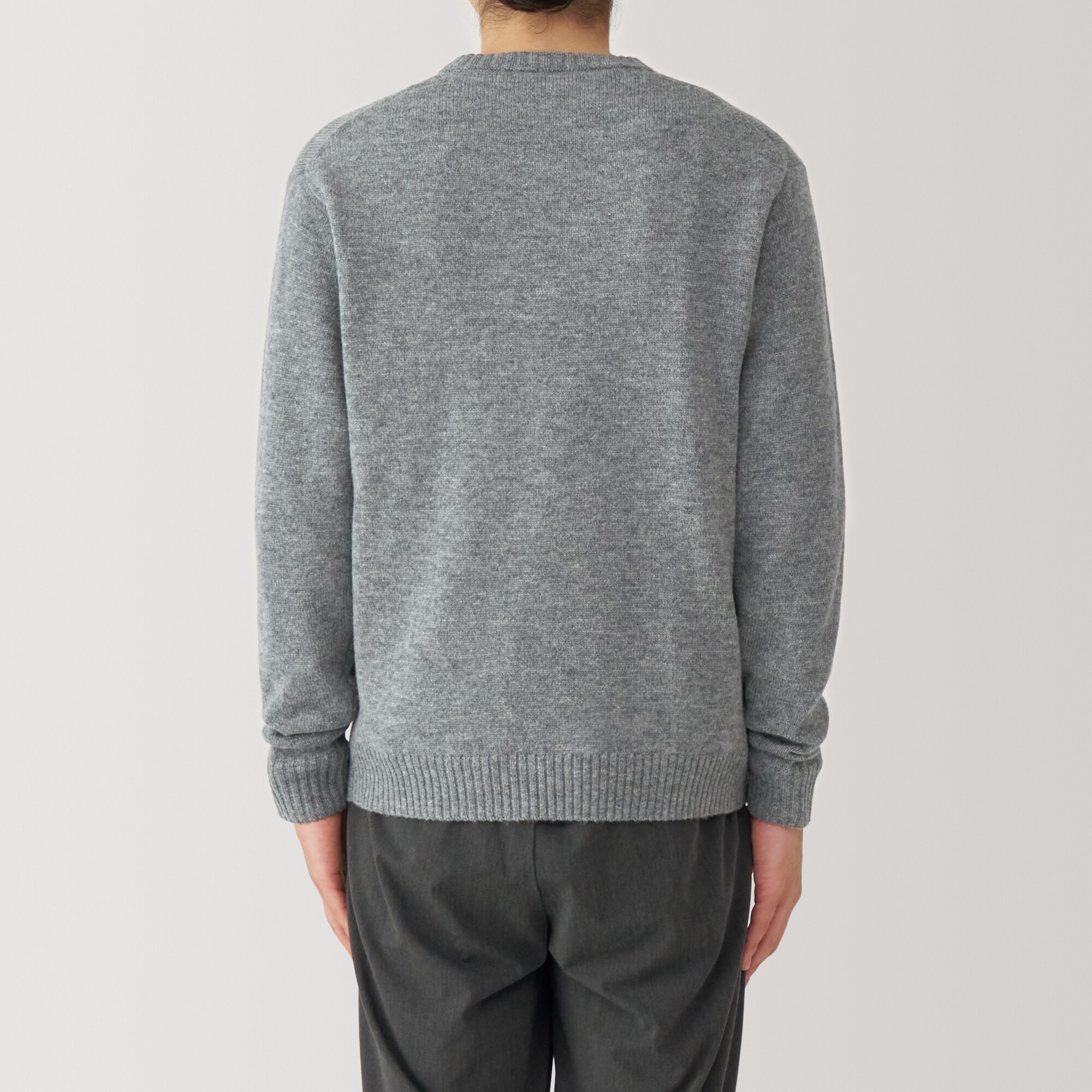 紳士　洗えるウールミドルゲージクルーネックセーター