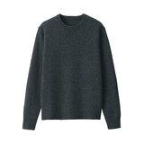 紳士　洗えるウールミドルゲージクルーネックセーター