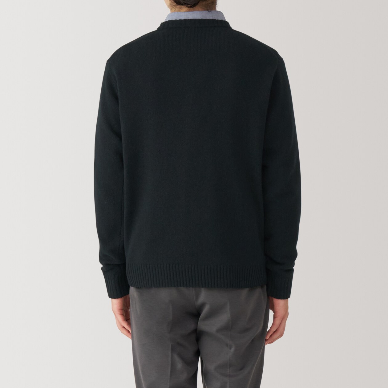 紳士　洗えるウールミドルゲージクルーネックセーター