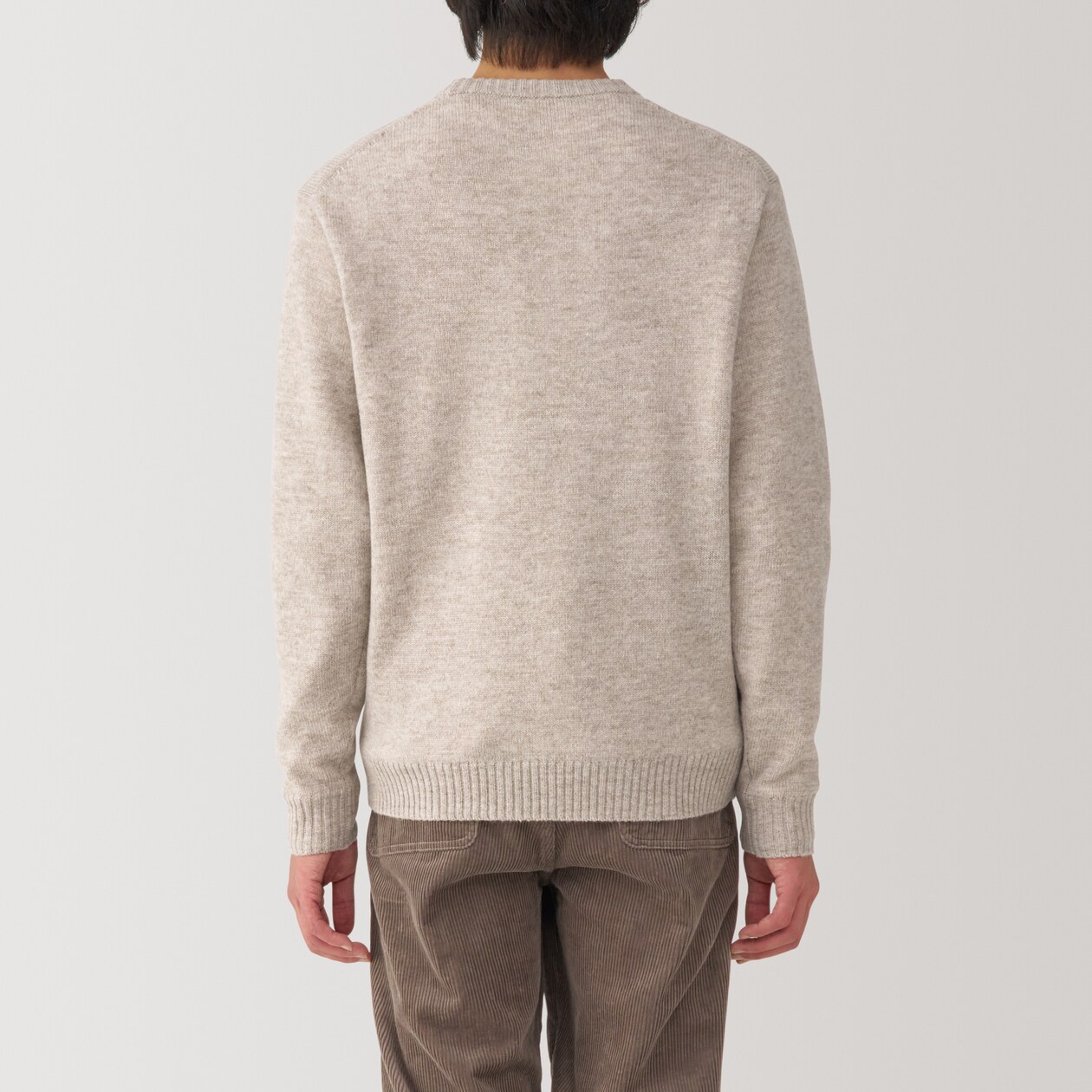 紳士　洗えるウールミドルゲージクルーネックセーター