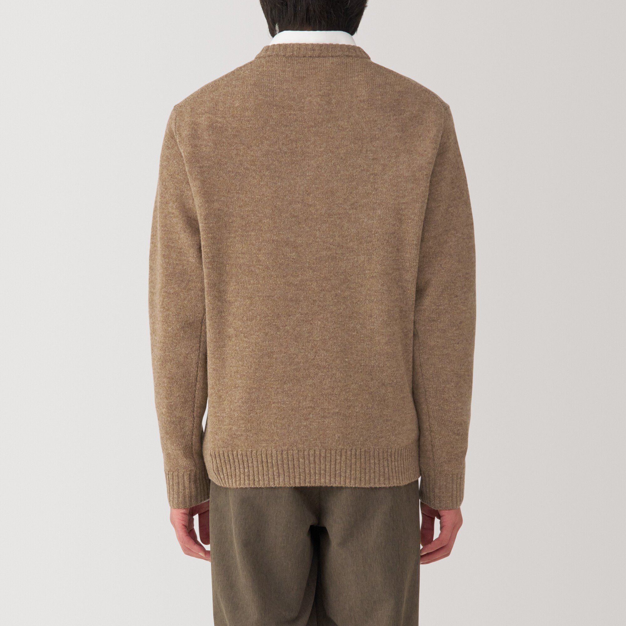 紳士　洗えるウールミドルゲージクルーネックセーター