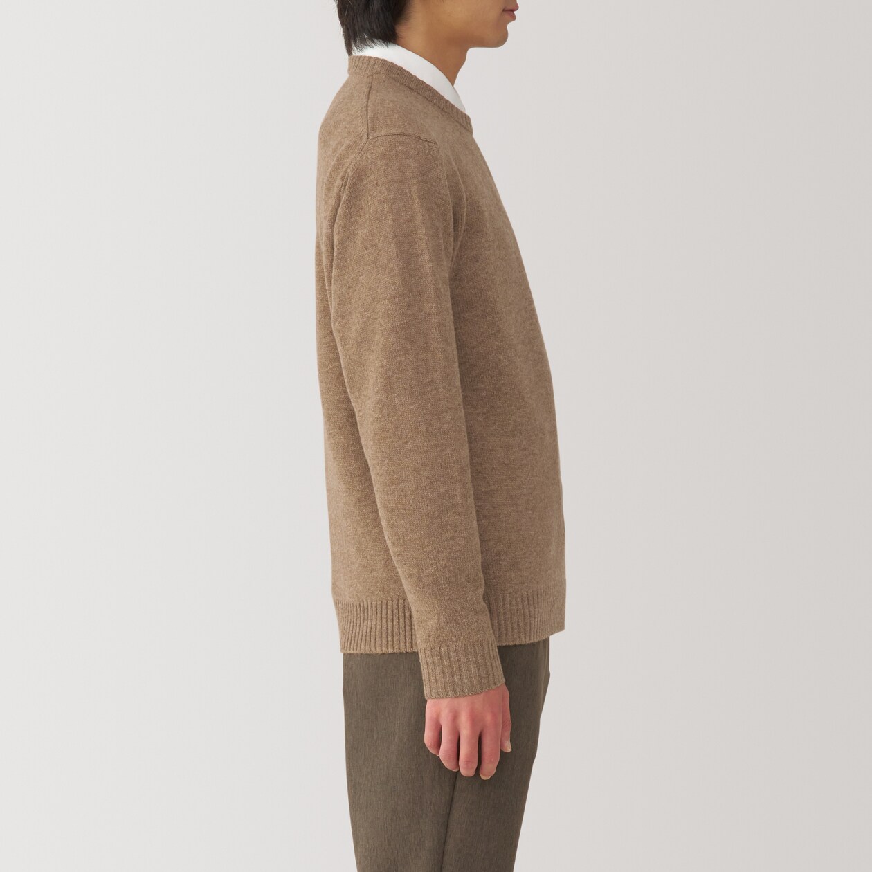 紳士　洗えるウールミドルゲージクルーネックセーター