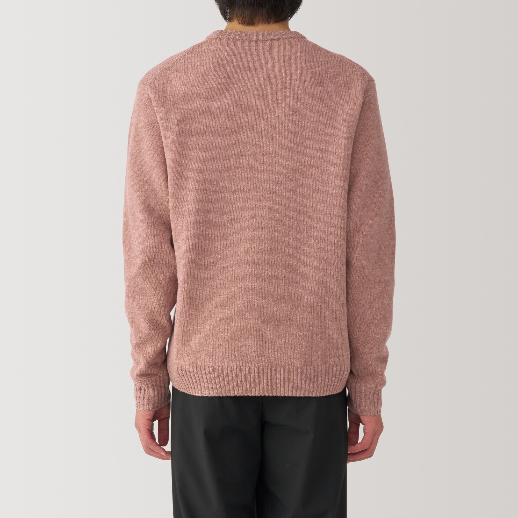 紳士　洗えるウールミドルゲージクルーネックセーター