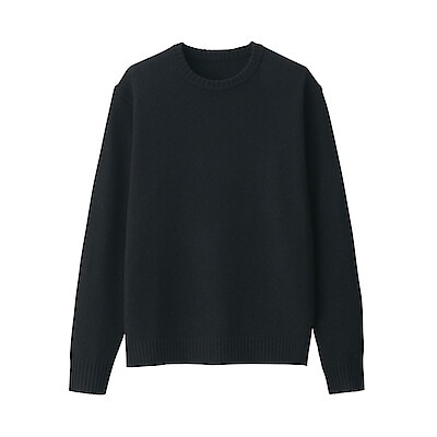 紳士　洗えるウールミドルゲージクルーネックセーター