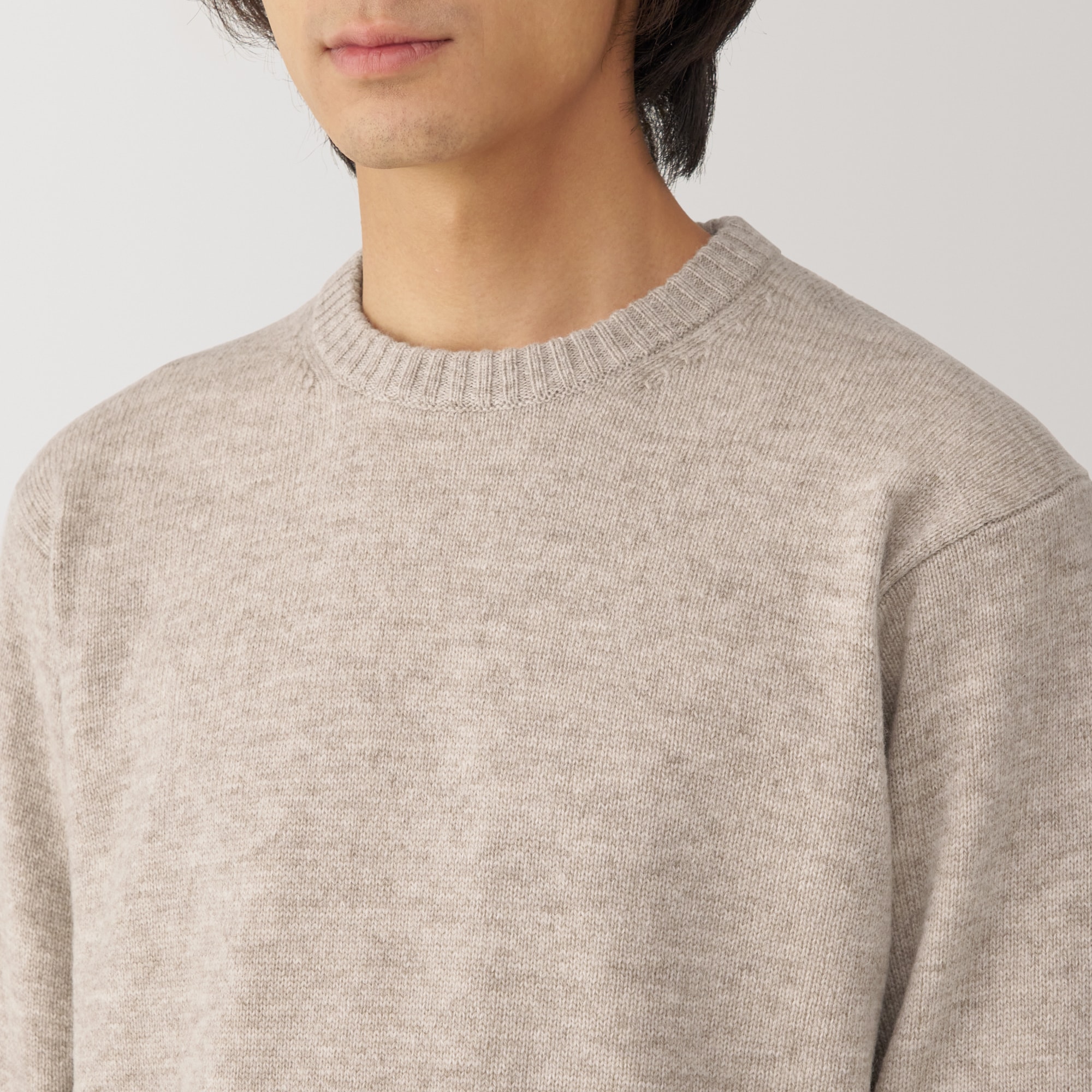 紳士 洗えるウールミドルゲージクルーネックセーター | 無印良品