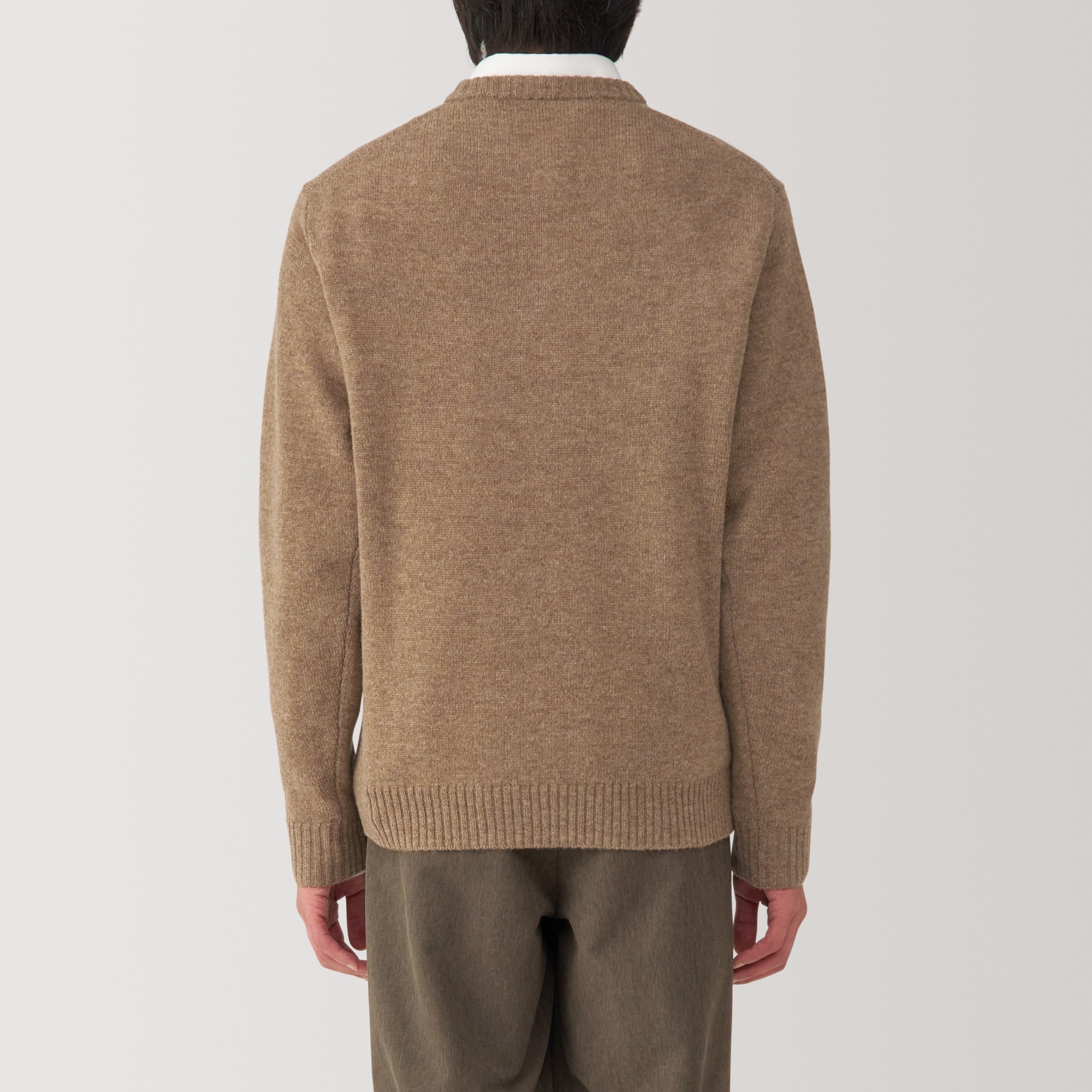 紳士　洗えるウールミドルゲージクルーネックセーター