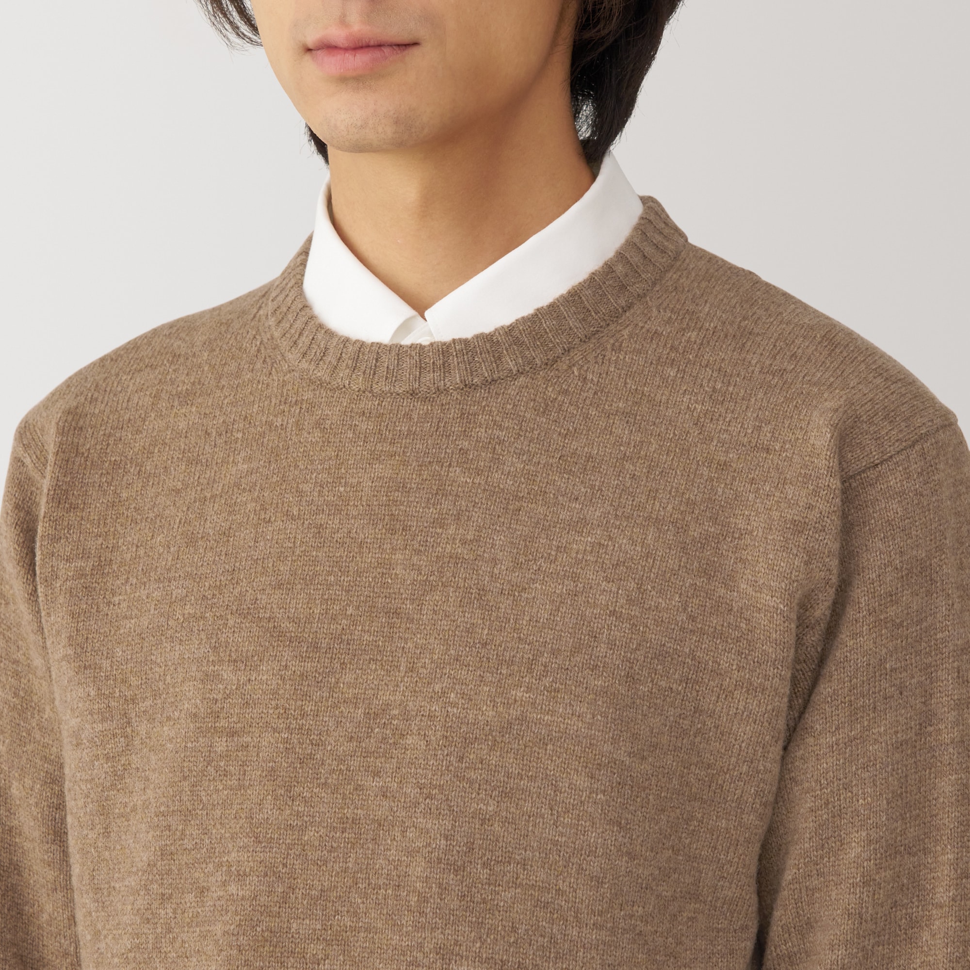 紳士 洗えるウールミドルゲージクルーネックセーター | 無印良品