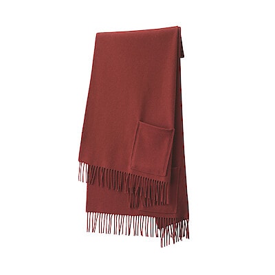 ウール　ポケット付き　大判ストール