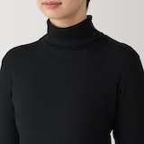 婦人　大豆繊維を使ったリブ編みタートルネック長袖Ｔシャツ