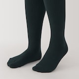 婦人　足なり直角　かかとに合う　リブ編みタイツ