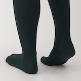 婦人　足なり直角　かかとに合う　リブ編みタイツ