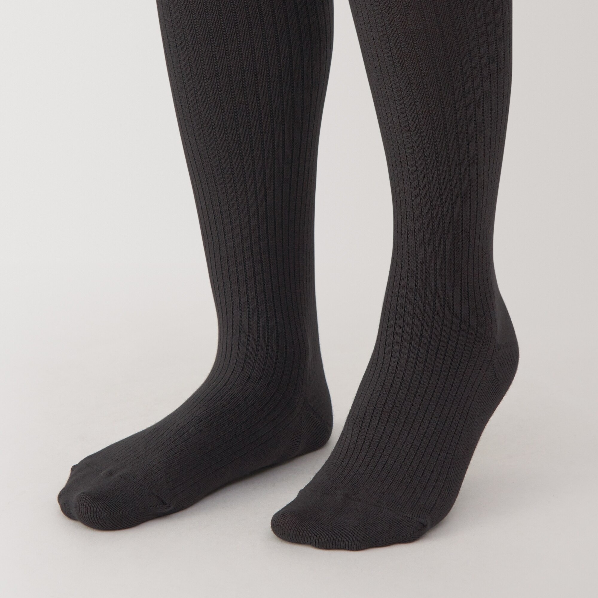 婦人　足なり直角　かかとに合う　リブ編みタイツ