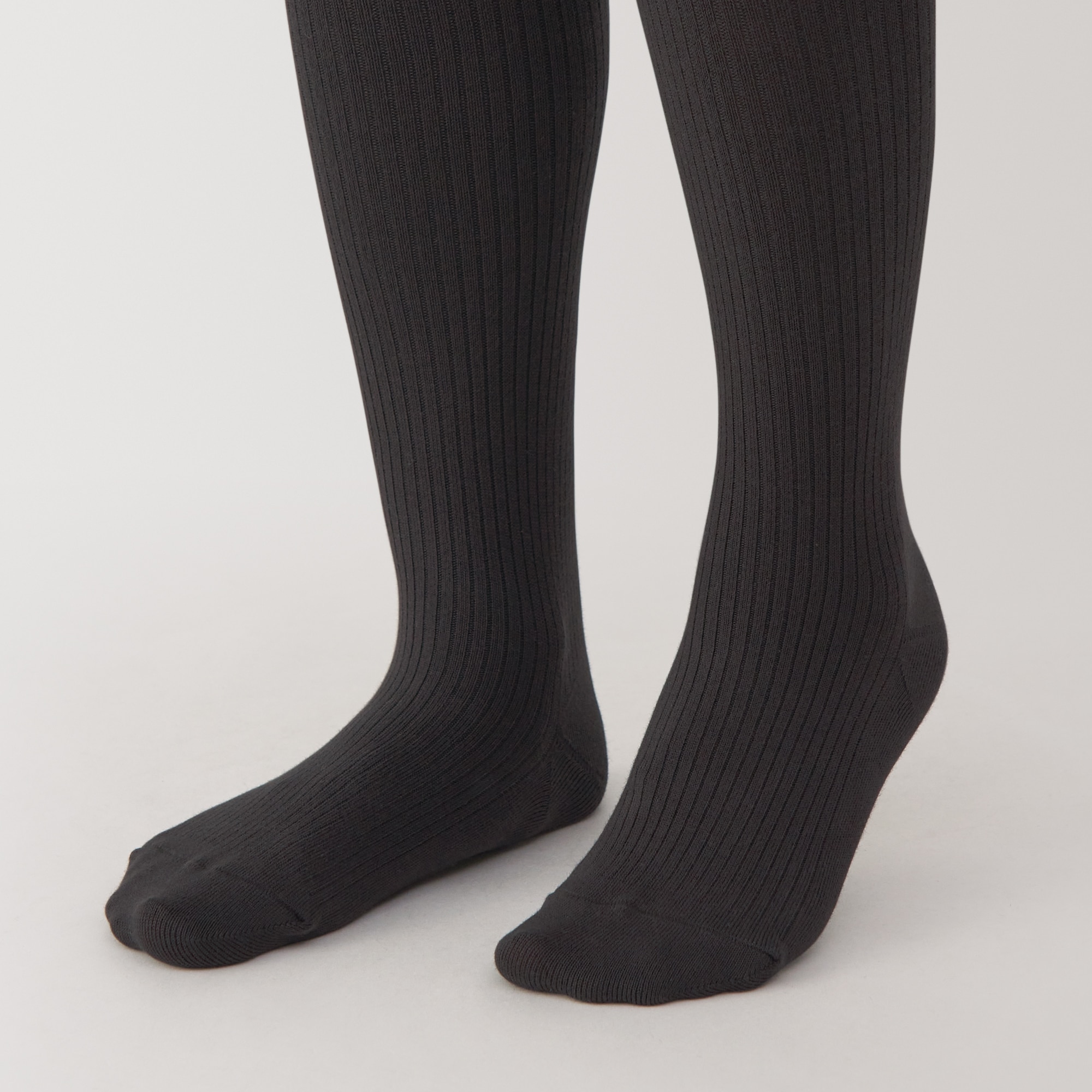 婦人　足なり直角　かかとに合う　リブ編みタイツ