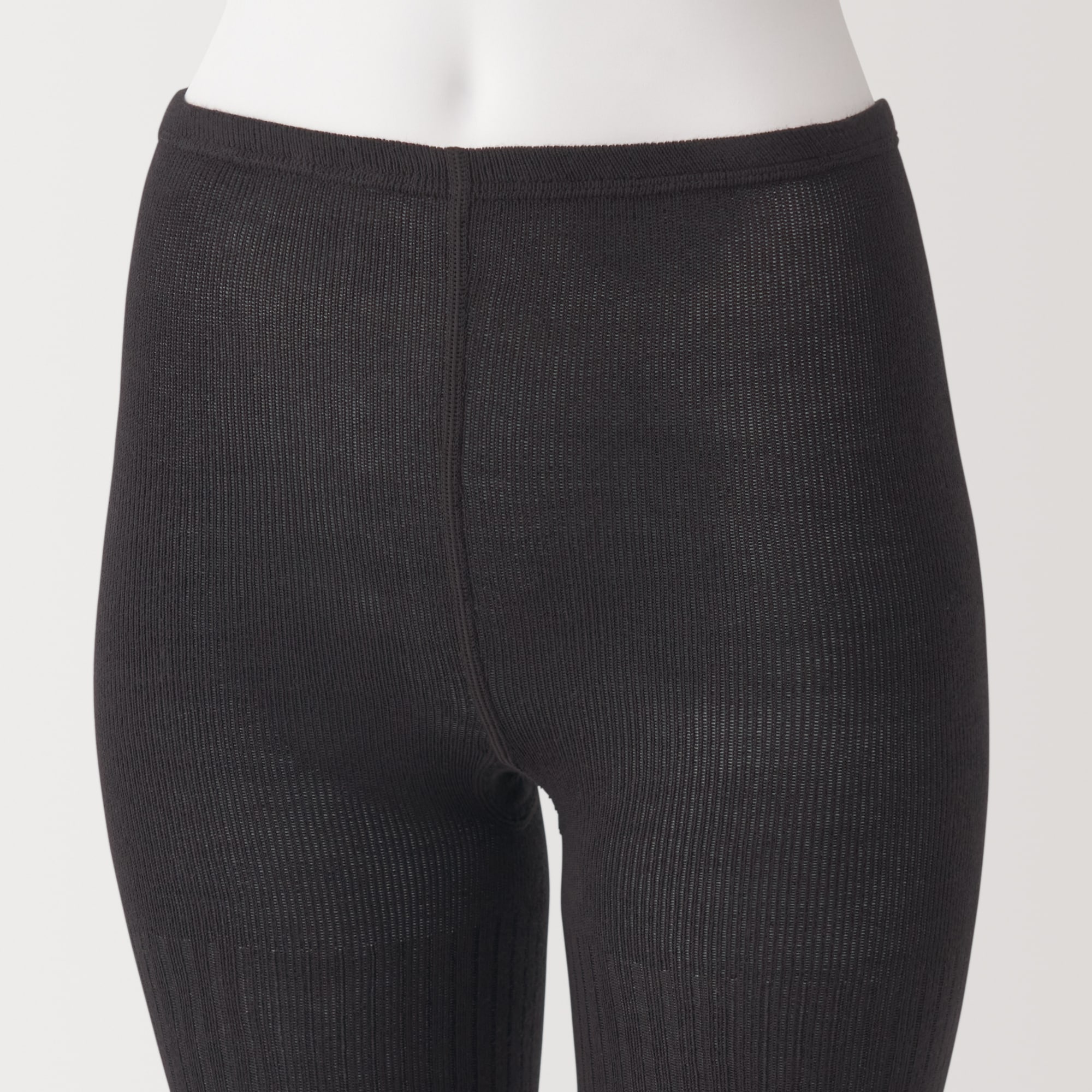 婦人　足なり直角　かかとに合う　リブ編みタイツ